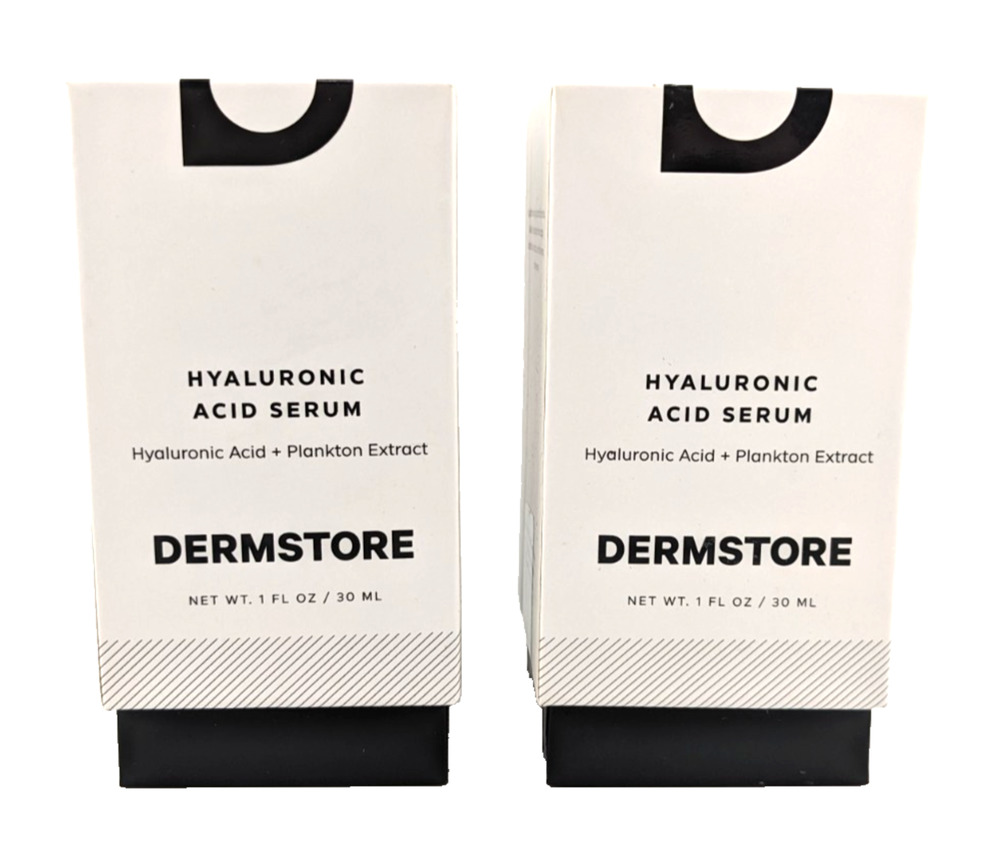 2x Dermstore Hyaluronic Acid Serum with Plankton Extract 1floz / 30ml Each Boxed